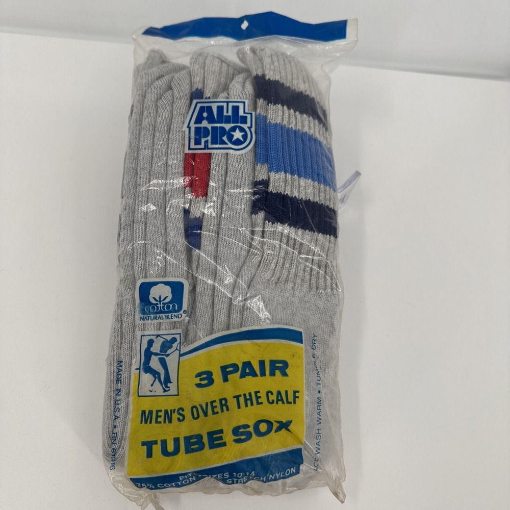 Vintage ALL PRO Tube Sox Socks NEW Dead STOCK UNOPENED Size 10 to 14 USA